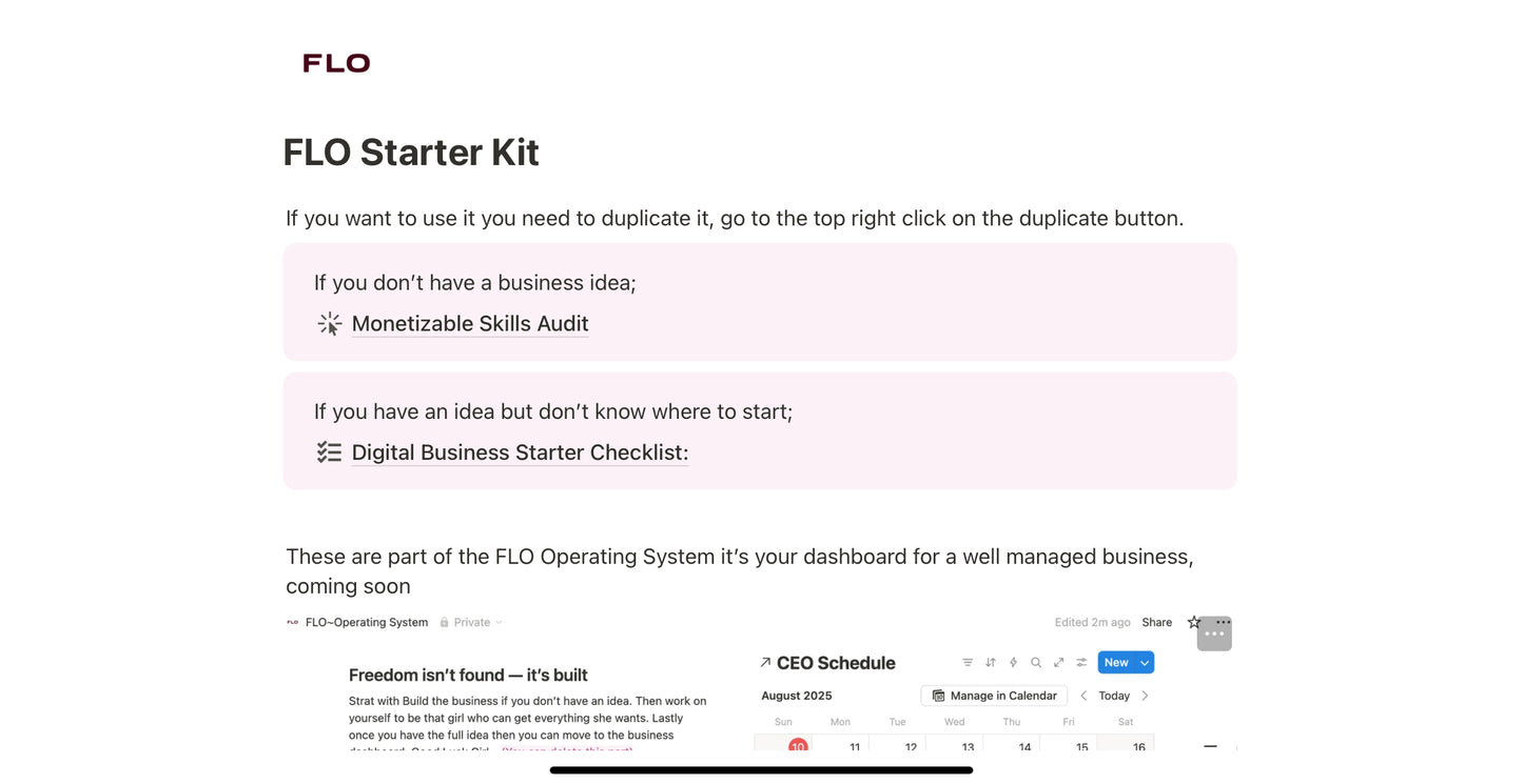 FLO Business Starter Kit
